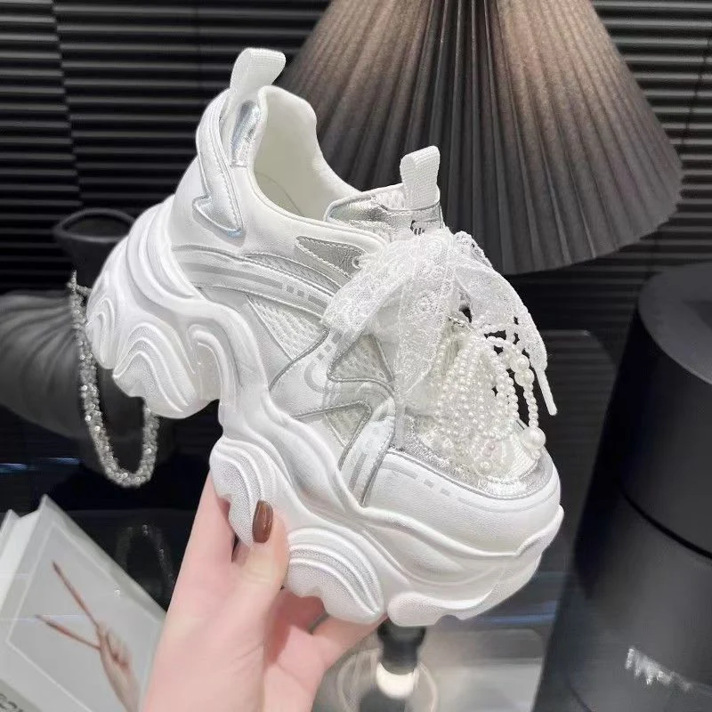 Damen modische Sneakers mit dekorativen Perlen und luftiger Mesh-Oberfläche Heidi Mode - Image 7