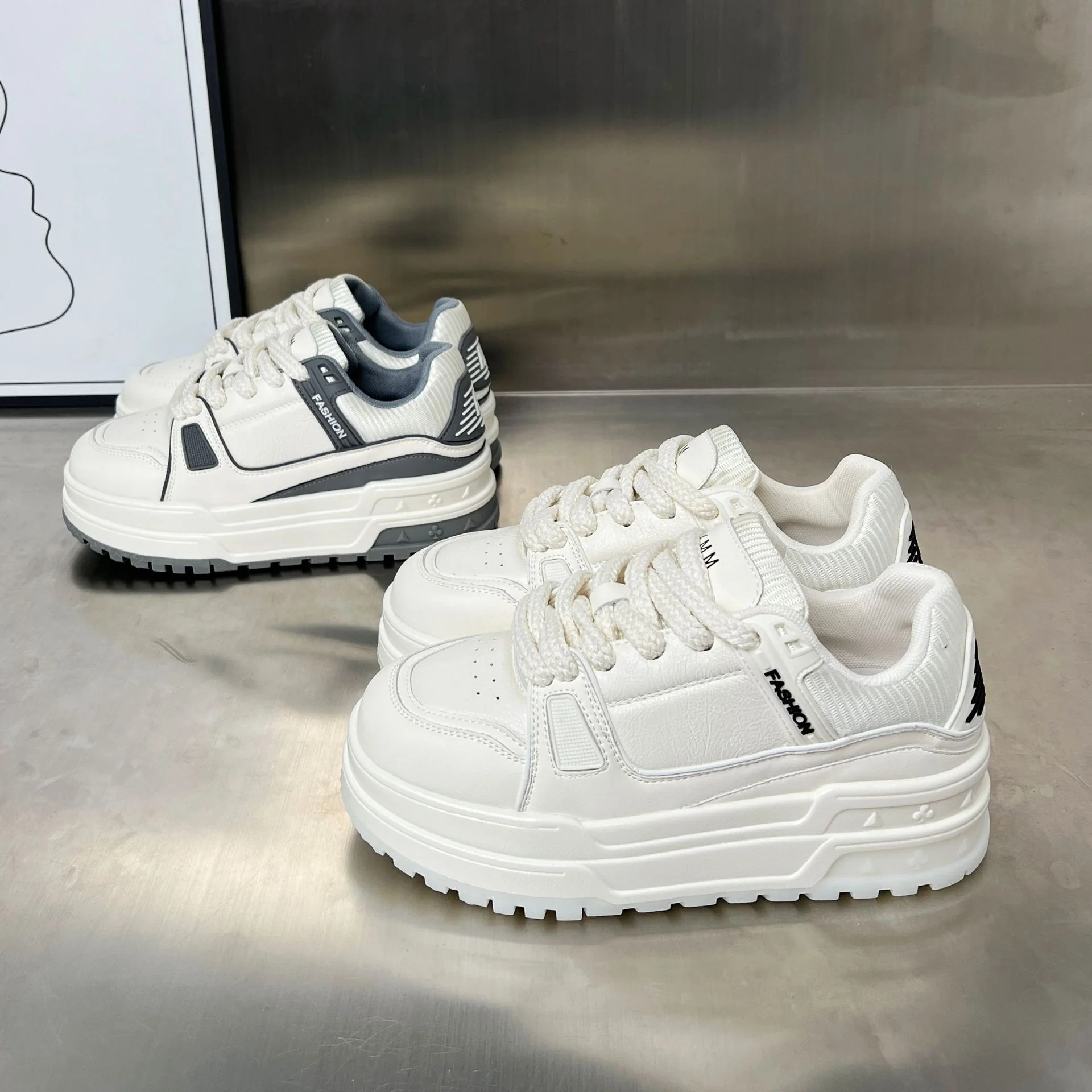 Damen modische Sneakers mit dickem Plateau und atmungsaktiver Obermaterialbeschaffenheit Heidi Mode - Image 3