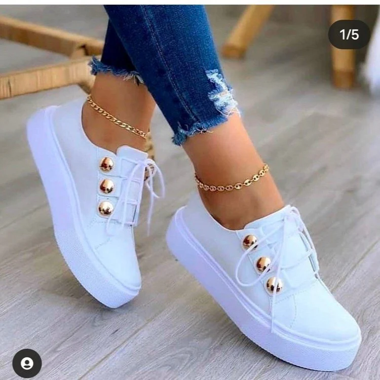 Damen modische Sneakers mit elegantem goldenen Schnürsystem Heidi Mode - Image 3