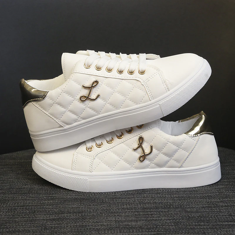 Damen Modische Sneakers mit gestepptem Obermaterial und goldenen Akzenten Heidi Mode - Image 2