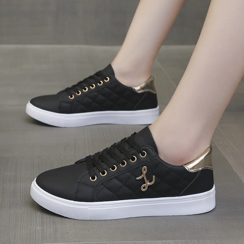 Damen Modische Sneakers mit gestepptem Obermaterial und goldenen Akzenten Heidi Mode - Image 7