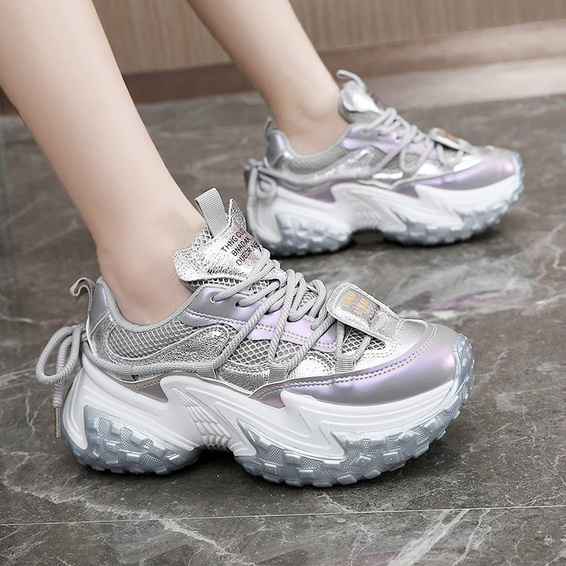 Damen modische Sneakers mit glänzenden Akzenten und stoßdämpfendem Sohlenprofil Heidi Mode - Image 3