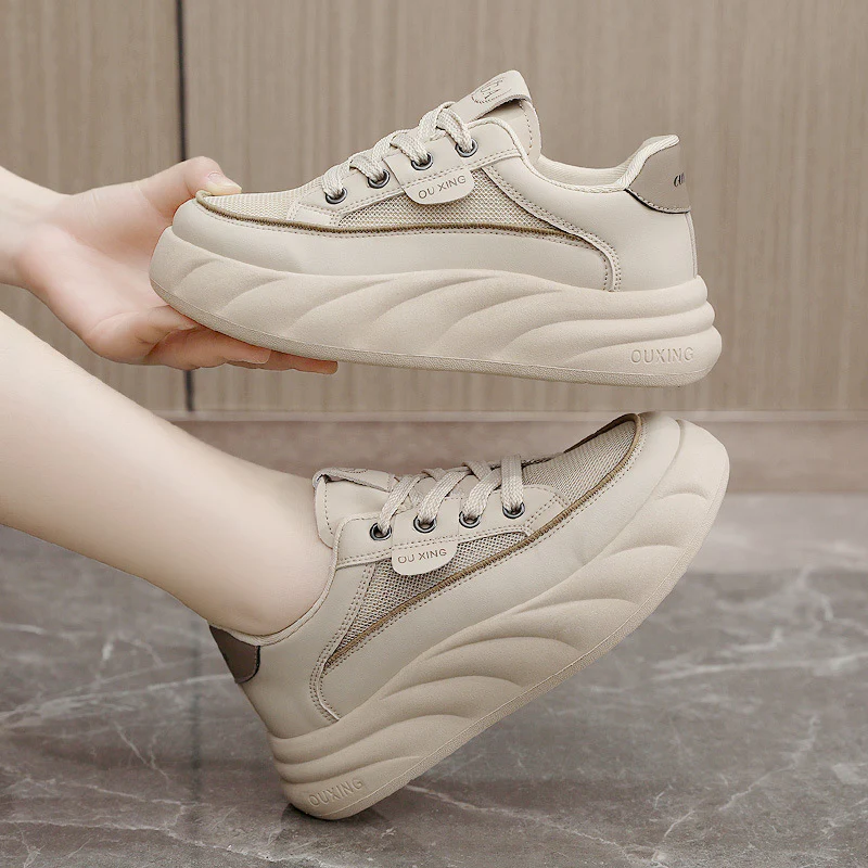 Damen modische Sneakers mit hochgezogenem Sohlenprofil und atmungsaktiven Mesh-Einsätzen Heidi Mode - Image 4