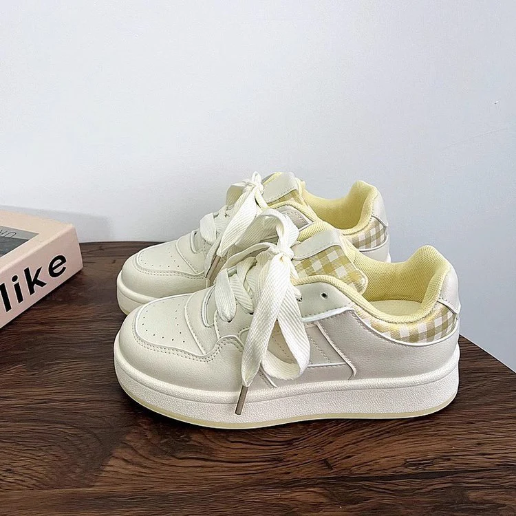 Damen modische Sneakers mit kariertem Innenfutter und hochdämpfender Sohle Heidi Mode - Image 2