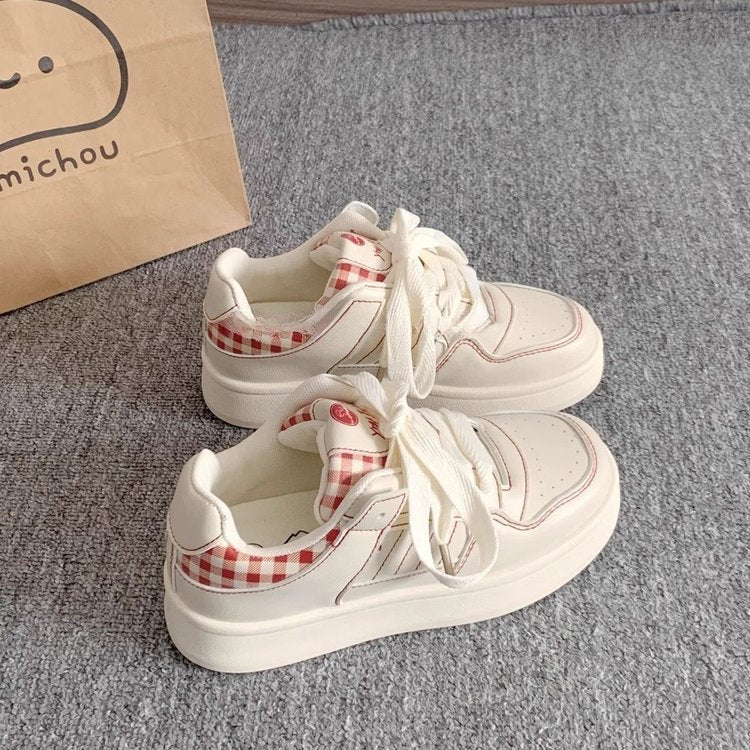 Damen modische Sneakers mit kariertem Innenfutter und hochdämpfender Sohle Heidi Mode - Image 3