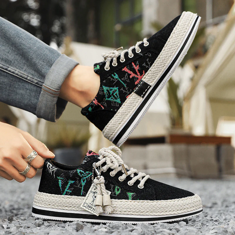 Damen modische Sneakers mit trendigem Textil-Obermaterial und geflochtener Sohle Heidi Mode - Image 4