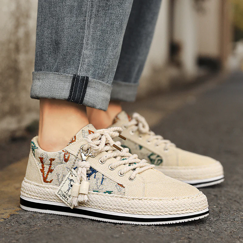 Damen modische Sneakers mit trendigem Textil-Obermaterial und geflochtener Sohle Heidi Mode - Image 6
