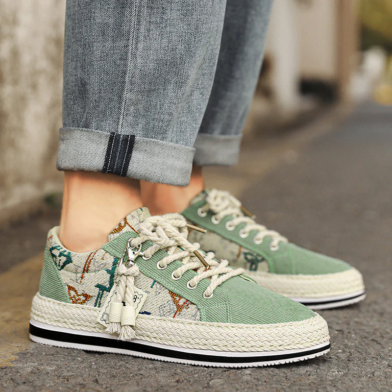 Damen modische Sneakers mit trendigem Textil-Obermaterial und geflochtener Sohle Heidi Mode - Image 8