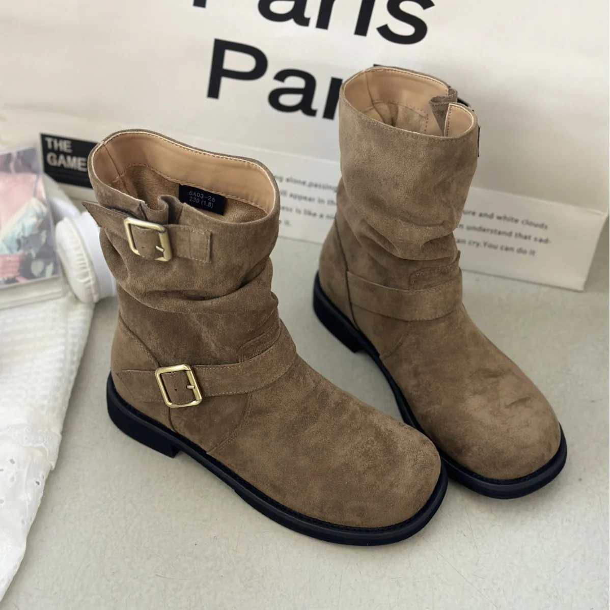 Damen modische Stiefel mit elegantem Riemen und rohem Look Heidi Mode - Image 4