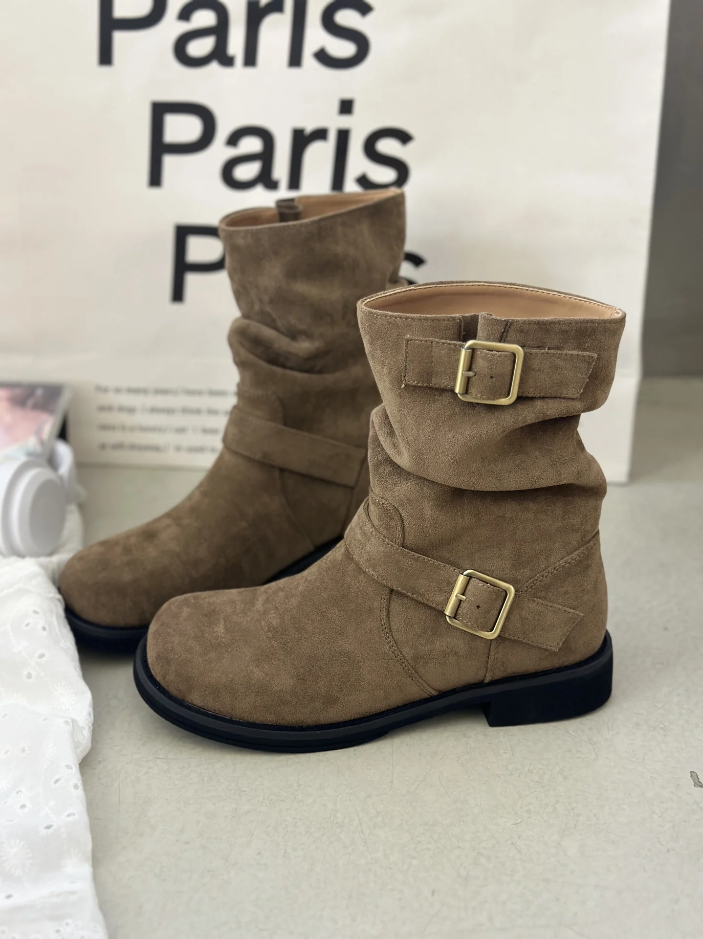 Damen modische Stiefel mit elegantem Riemen und rohem Look Heidi Mode - Image 7