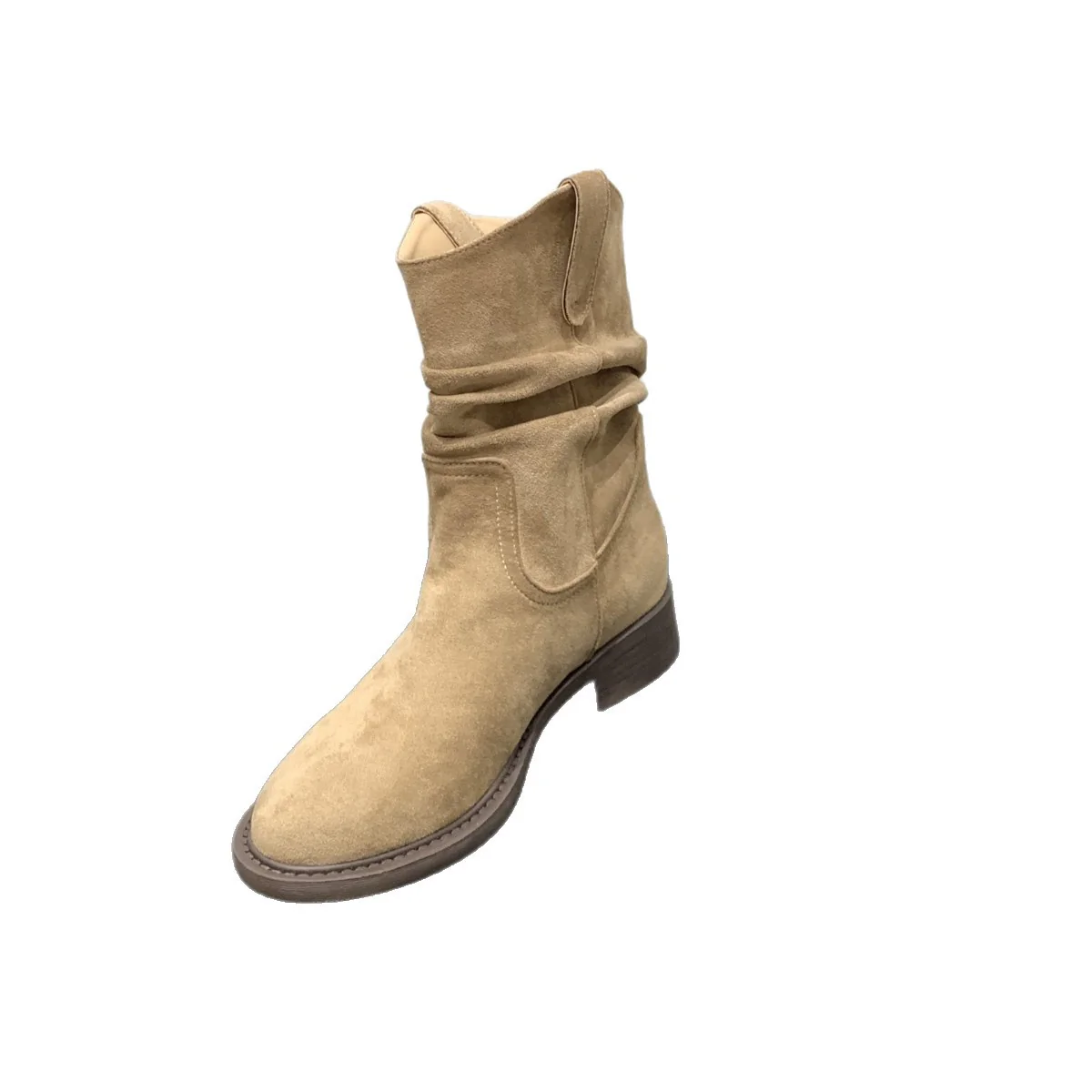 Damen modische Stiefel mit gerafftem Schaft und bequemem Blockabsatz Heidi Mode - Image 5