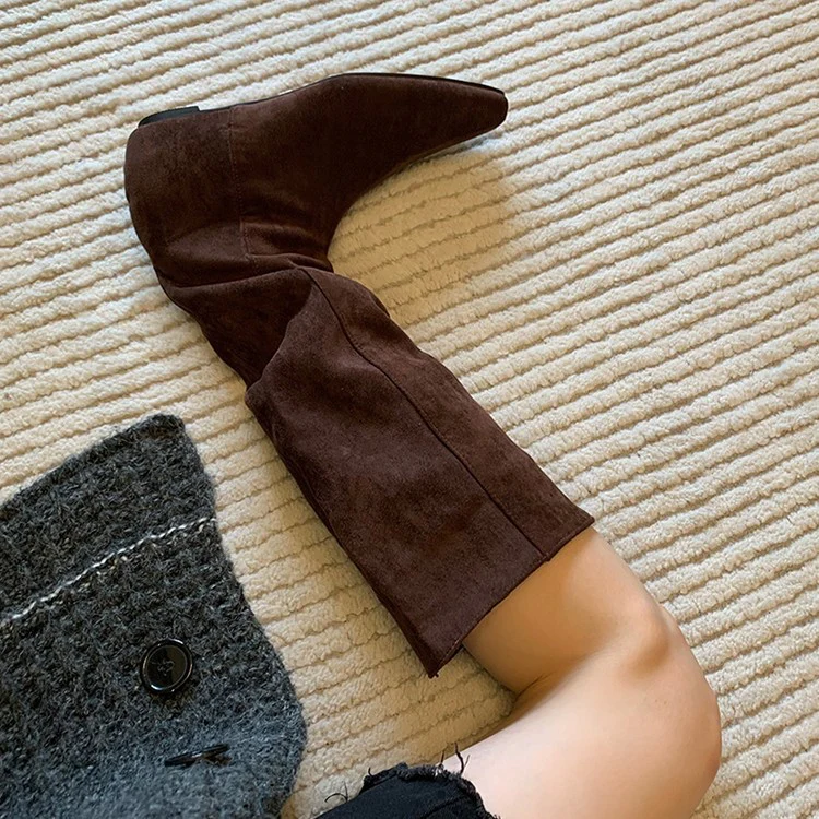 Damen modische Stiefel mit gerafftem Schaft und spitzem Fußteil Heidi Mode - Image 5