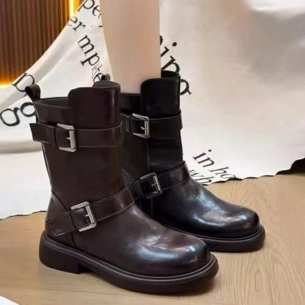 Damen Modische Stiefel mit stilvollem Schnallen-Design und robuster Sohle Heidi Mode - Image 2