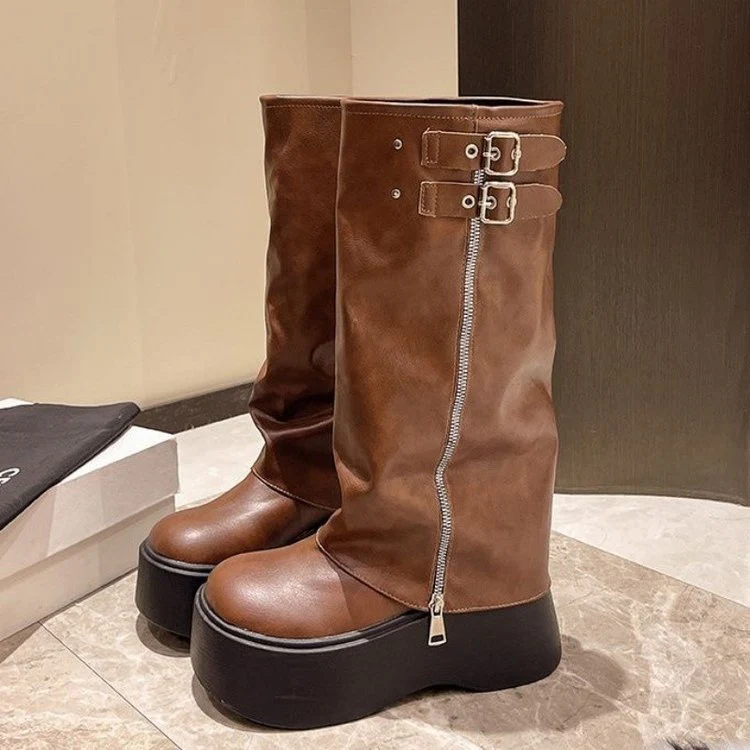 Damen Modische Stiefel mit verstellbarem Riemen und hohem Plateau Heidi Mode - Image 2