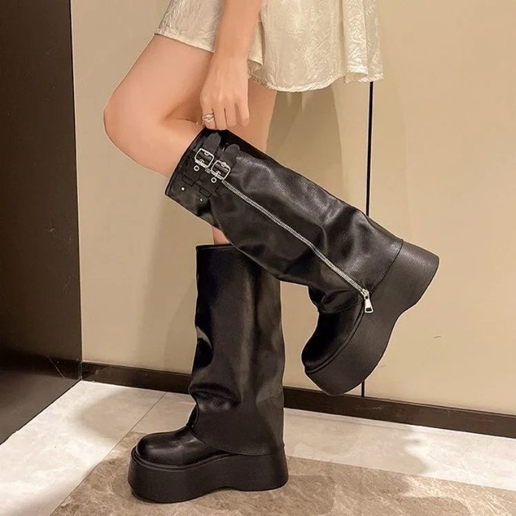 Damen Modische Stiefel mit verstellbarem Riemen und hohem Plateau Heidi Mode - Image 5