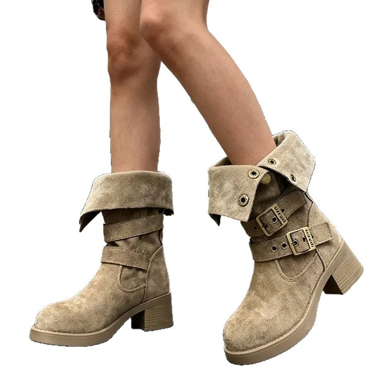 Damen modische Stiefel mit verstellbaren Riemen und eleganten Details Heidi Mode - Image 5