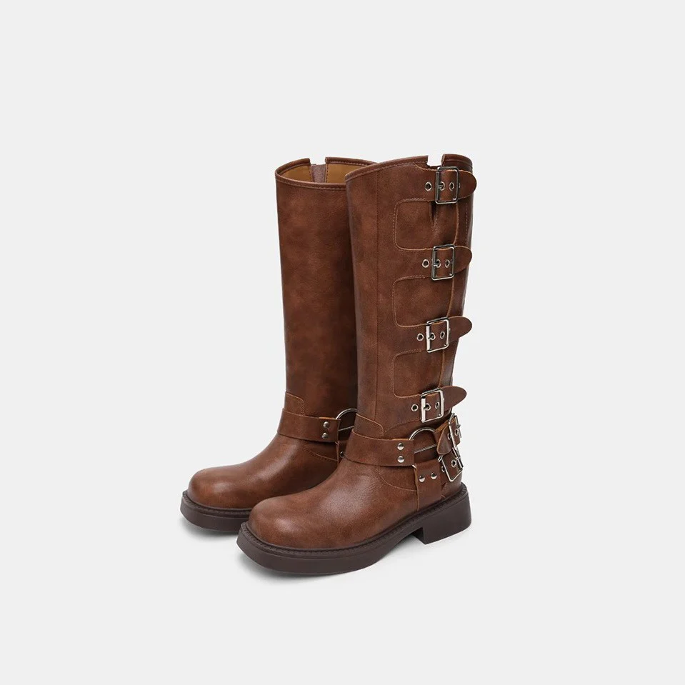 Damen Modische Stiefel mit verstellbaren Schnallen und robuster Sohle Heidi Mode - Image 5