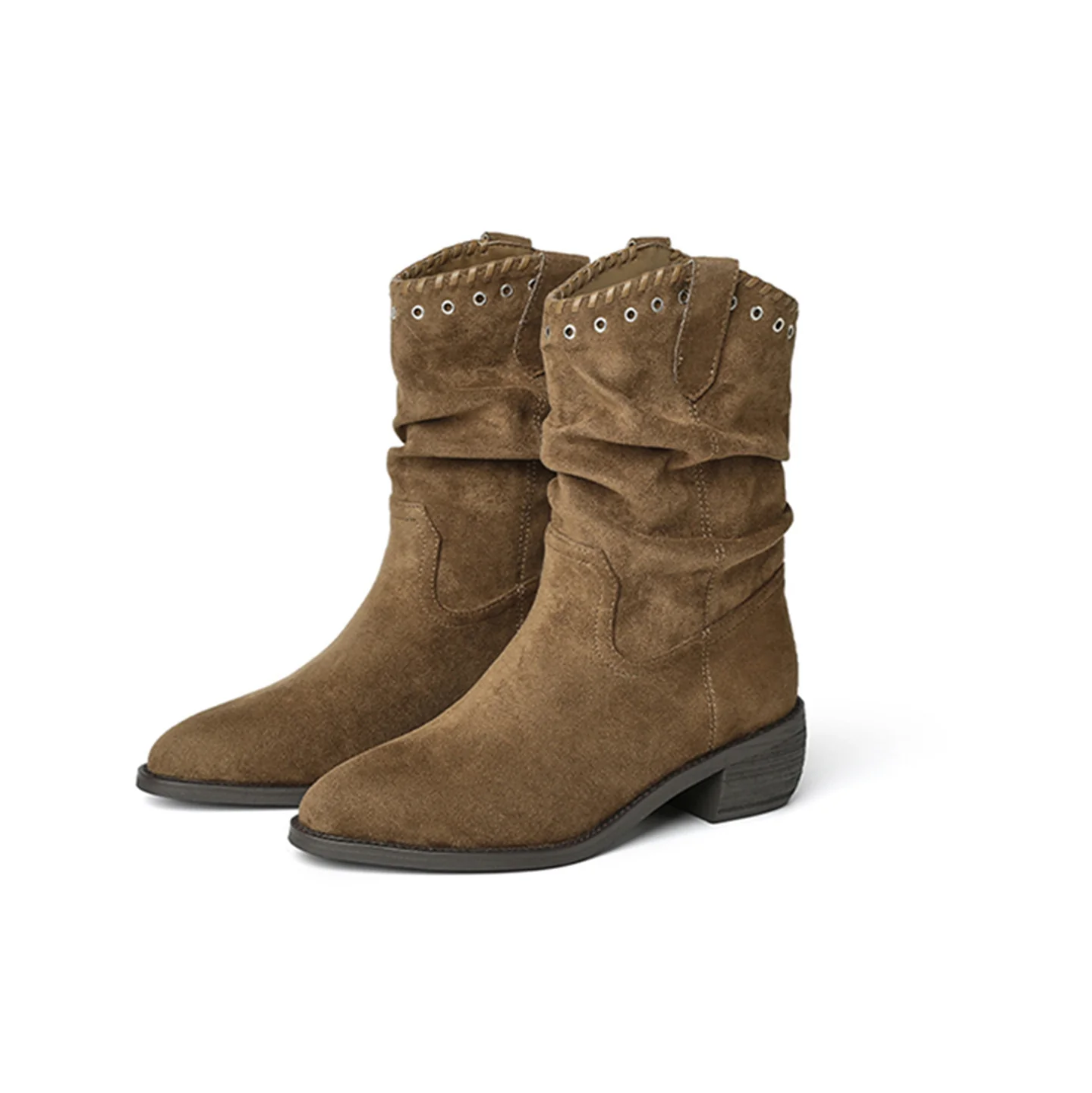 Damen modische Stiefeletten im Antik-Look mit dekorativen Nieten und flexiblem Schaft Heidi Mode - Image 5