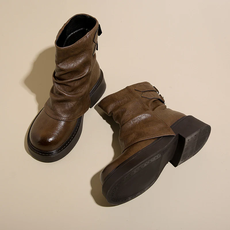 Damen modische Stiefeletten mit asymmetrischem Design und robustem Profil Heidi Mode