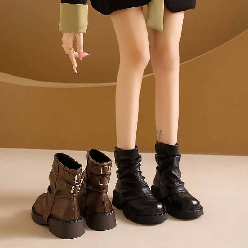 Damen modische Stiefeletten mit asymmetrischem Design und robustem Profil Heidi Mode - Image 3