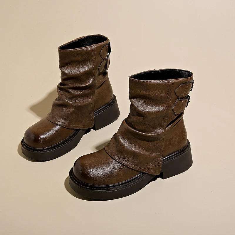 Damen modische Stiefeletten mit asymmetrischem Design und robustem Profil Heidi Mode - Image 6