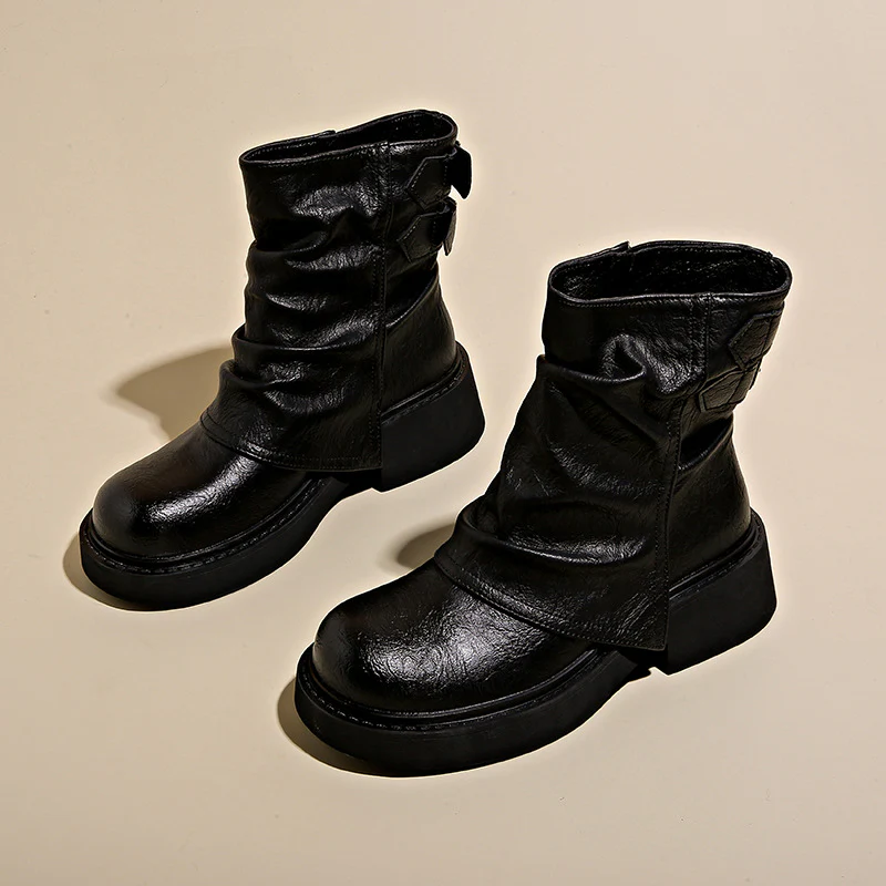 Damen modische Stiefeletten mit asymmetrischem Design und robustem Profil Heidi Mode - Image 7