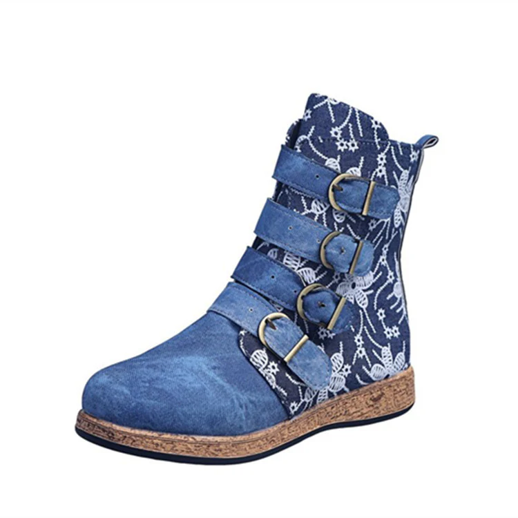 Damen modische Stiefeletten mit bunten Verzierungen und komfortabler Sohle Heidi Mode