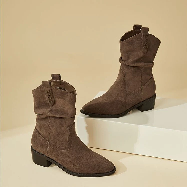 Damen modische Stiefeletten mit eleganter Faltenoptik und rustikalem Design Heidi Mode - Image 3