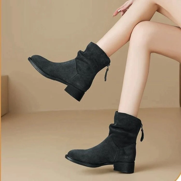 Damen Modische Stiefeletten mit hohem Kragen und seitlichem Reißverschluss Heidi Mode - Image 3