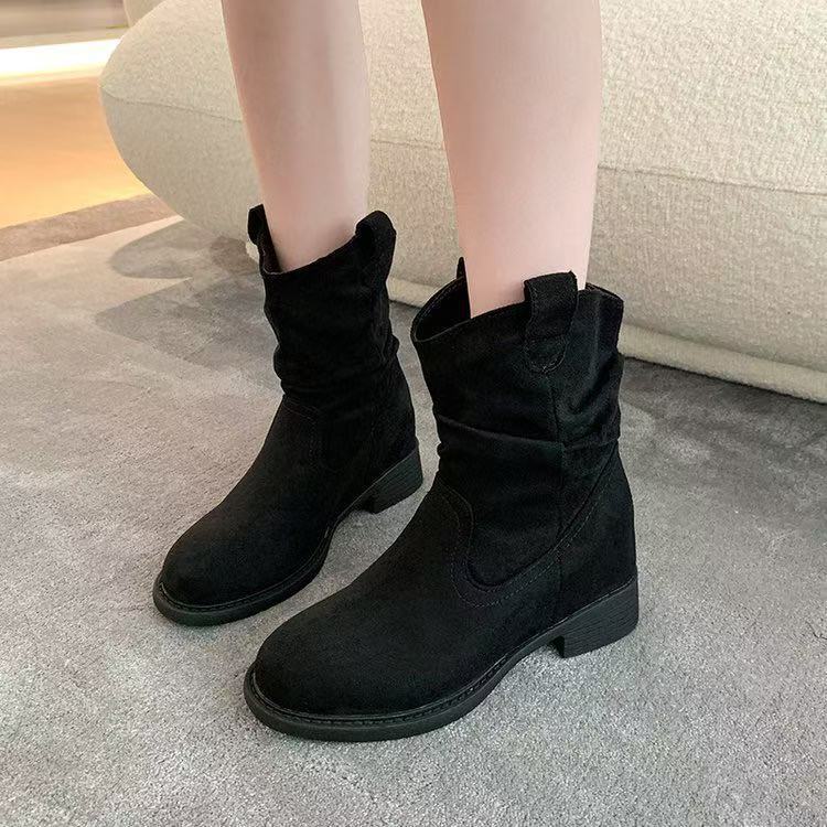 Damen Modische Stiefeletten mit lässigem Falten-Design und bequemem Blockabsatz Heidi Mode - Image 8