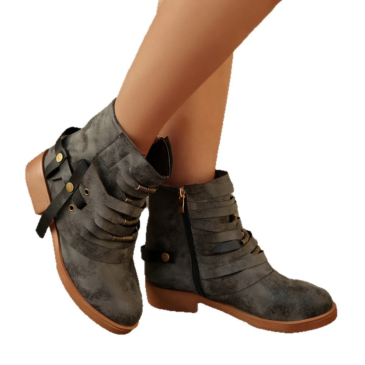 Damen modische Stiefeletten mit raffinierten Schnürdetails und elegantem Reißverschluss Heidi Mode - Image 5