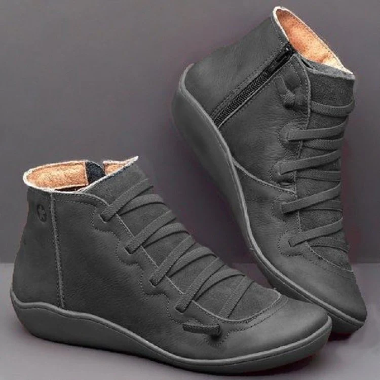 Damen modische Stiefeletten mit seitlichem Reißverschluss und weichem Lederabdeckung Heidi Mode - Image 4