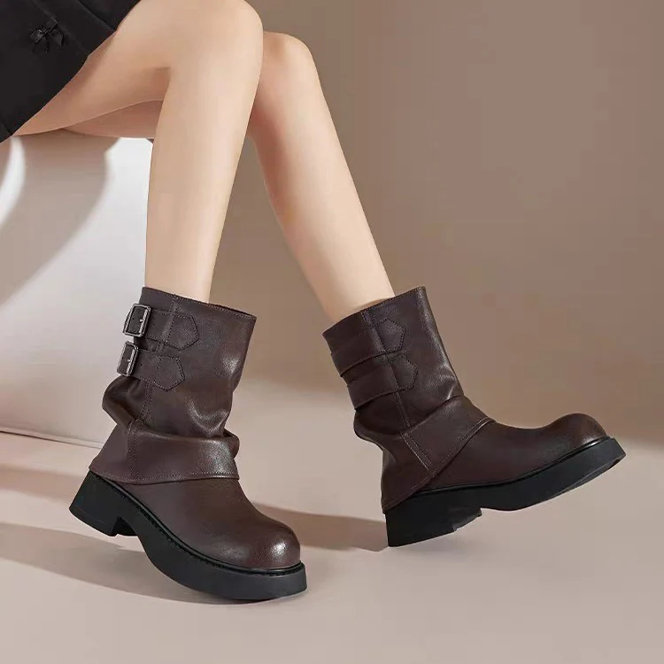 Damen modische Stiefeletten mit verstellbaren Riemen und robuster Sohle Heidi Mode - Image 2
