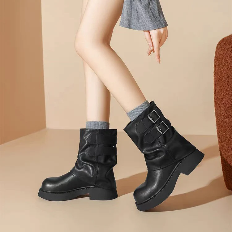 Damen modische Stiefeletten mit verstellbaren Riemen und robuster Sohle Heidi Mode - Image 3
