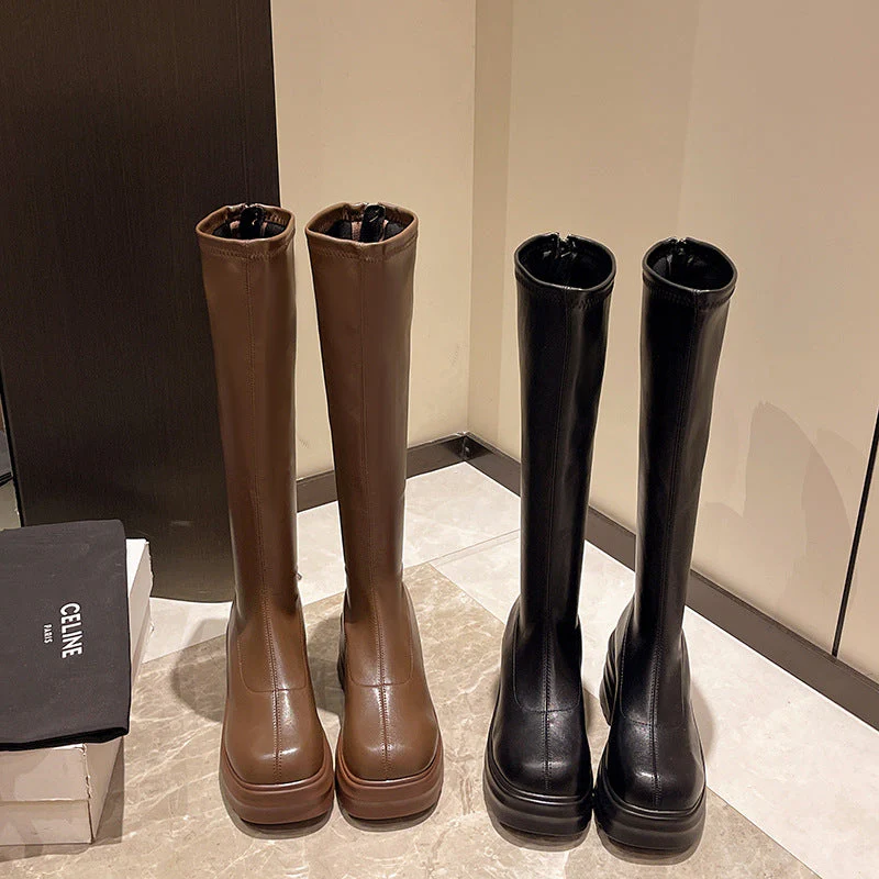 Damen Modische Stretch-Stiefel mit Dicker Plateausohle Heidi-Mode - Image 4