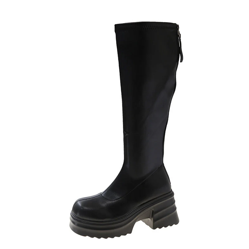 Damen Modische Stretch-Stiefel mit Dicker Plateausohle Heidi-Mode - Image 6