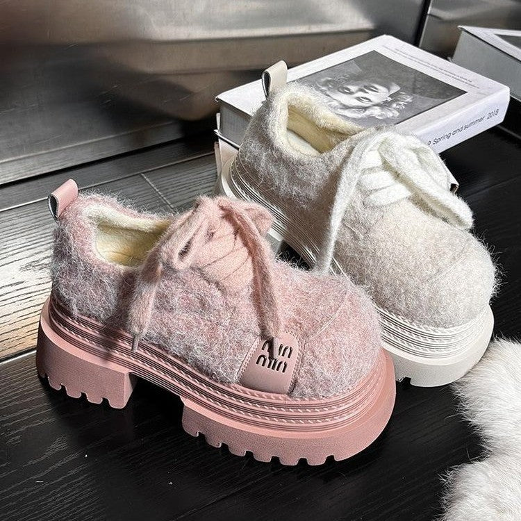 Damen Modische und atmungsaktive Plateau-Sneaker mit kuscheligem Obermaterial Heidi Mode - Image 2