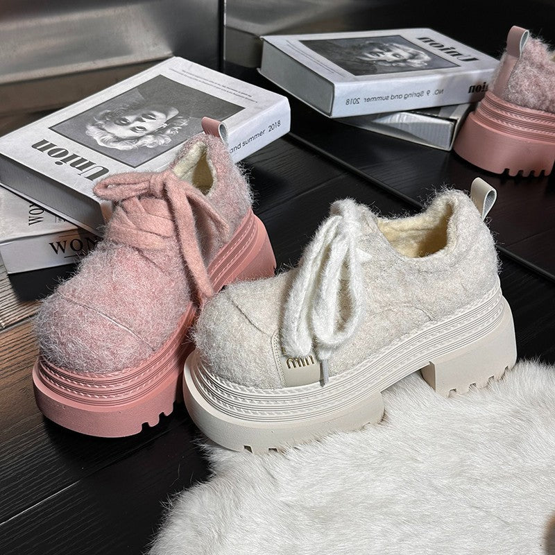 Damen Modische und atmungsaktive Plateau-Sneaker mit kuscheligem Obermaterial Heidi Mode - Image 3