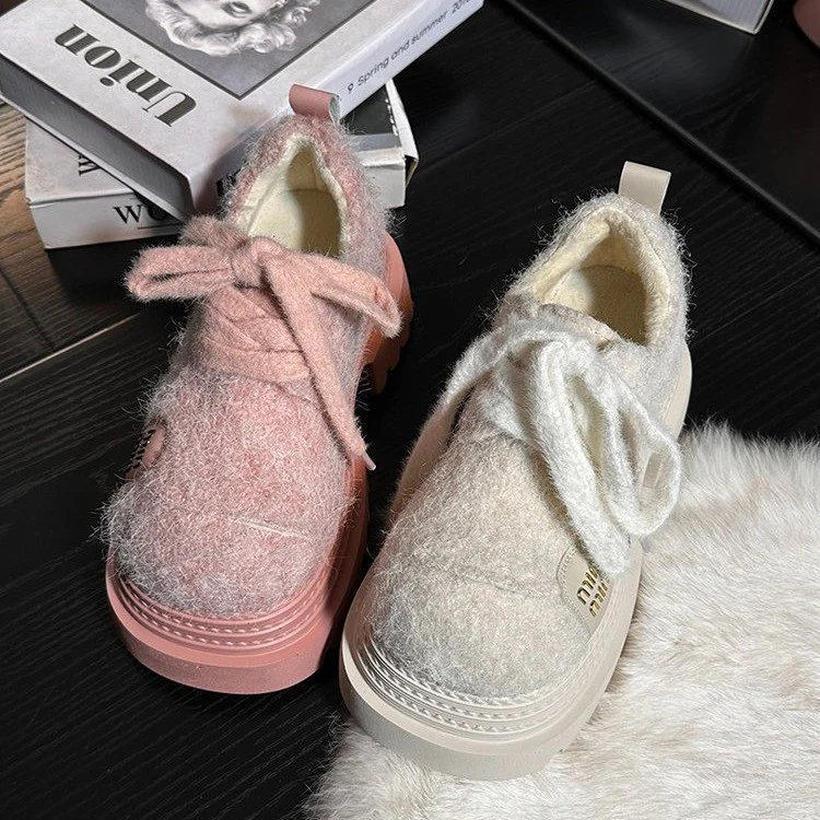 Damen Modische und atmungsaktive Plateau-Sneaker mit kuscheligem Obermaterial Heidi Mode - Image 4