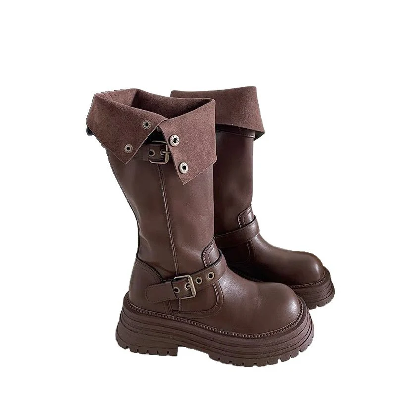 Damen Modische und robuste Stiefel mit verstellbarem Riemen und Schnalle Heidi Mode - Image 5