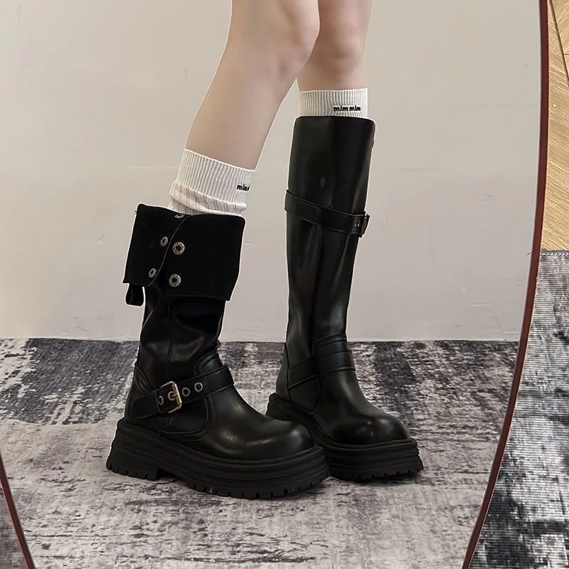 Damen Modische und robuste Stiefel mit verstellbarem Riemen und Schnalle Heidi Mode - Image 6