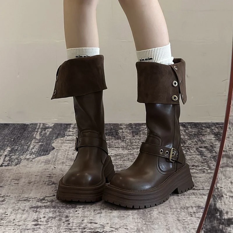 Damen Modische und robuste Stiefel mit verstellbarem Riemen und Schnalle Heidi Mode - Image 7