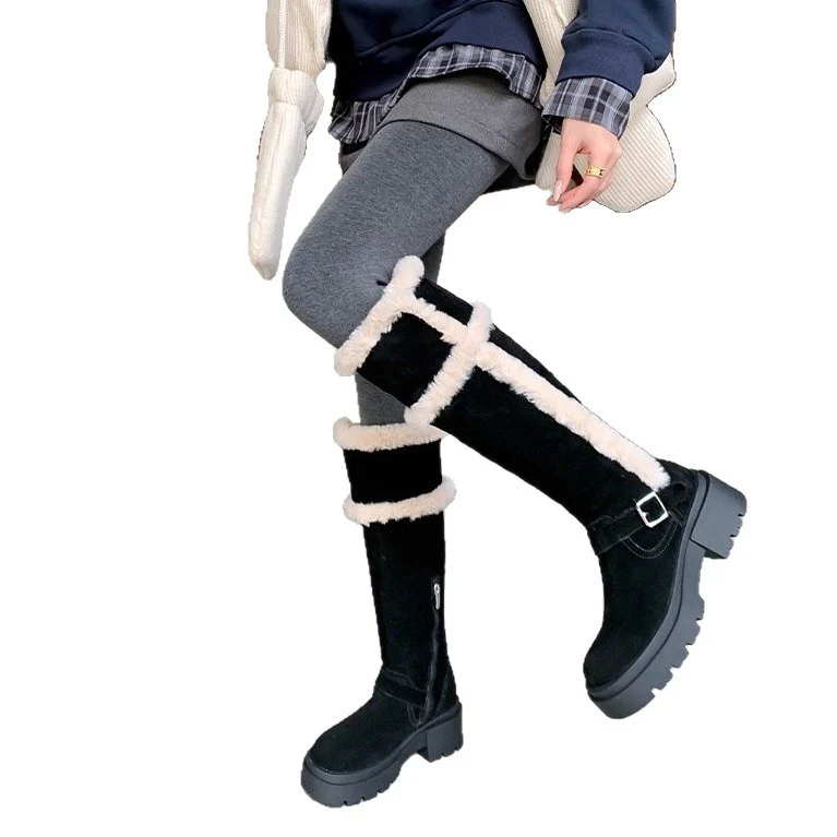 Damen modische Winterstiefel mit flauschigem Futter und robustem Plateau-Heel Heidi Mode - Image 5