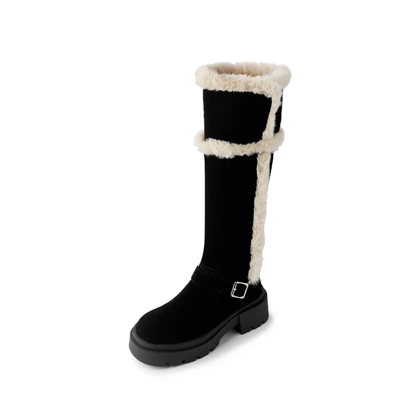Damen modische Winterstiefel mit flauschigem Futter und robustem Plateau-Heel Heidi Mode - Image 6