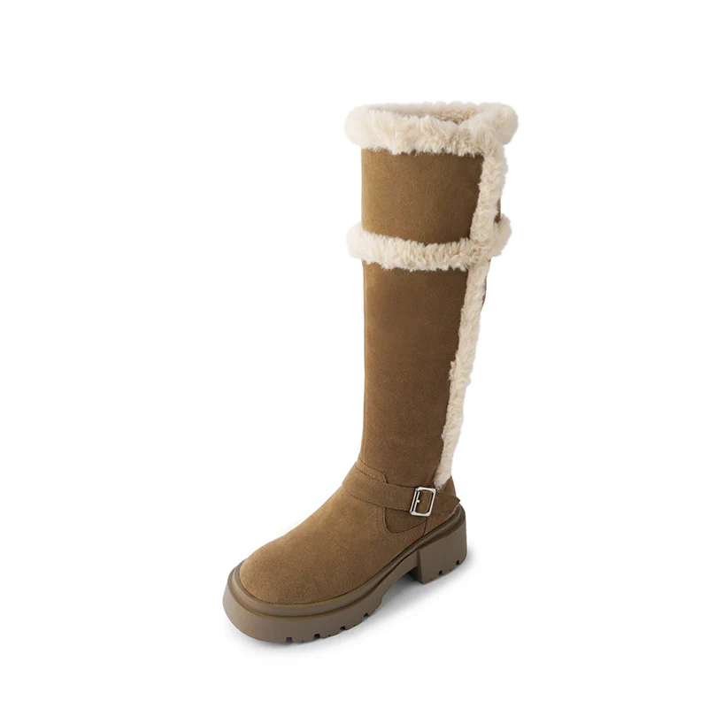 Damen modische Winterstiefel mit flauschigem Futter und robustem Plateau-Heel Heidi Mode - Image 7