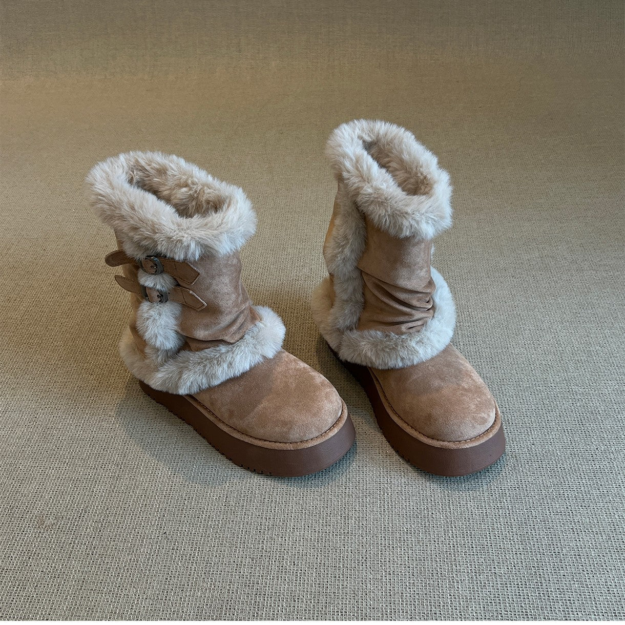 Damen modische Winterstiefel mit kuscheligem Kunstfell und praktischem Doppelriemen Heidi Mode - Image 6