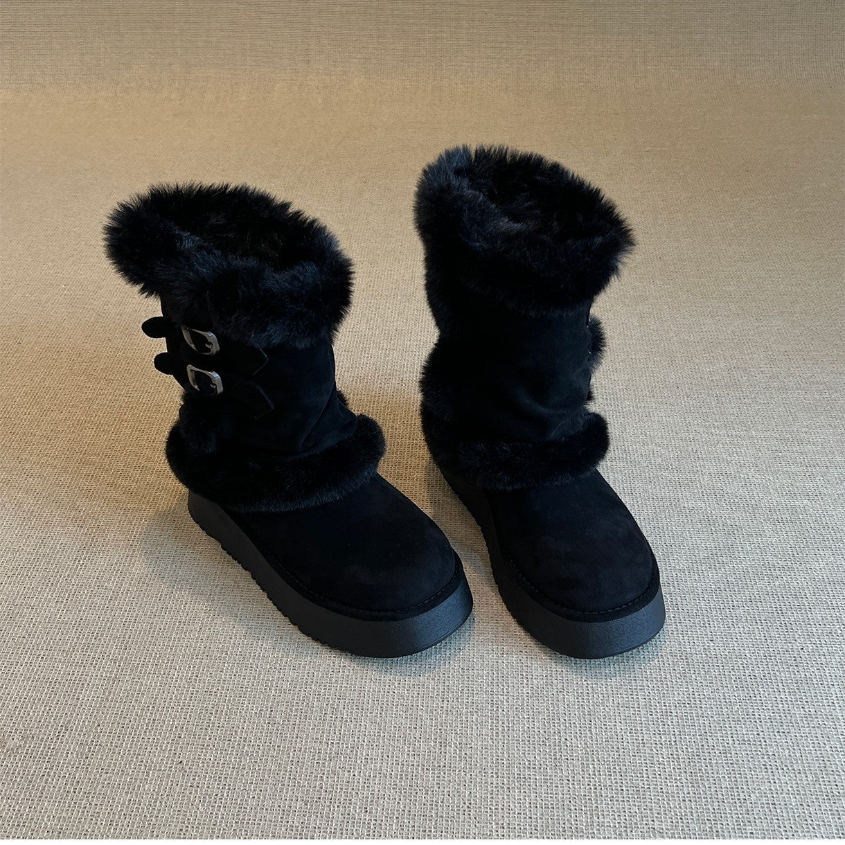 Damen modische Winterstiefel mit kuscheligem Kunstfell und praktischem Doppelriemen Heidi Mode - Image 8