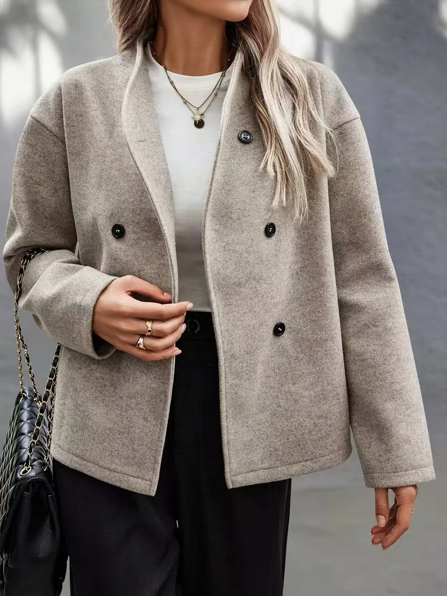 Damen Modische Wolljacke im eleganten Look mit doppelter Knopfreihe Heidi-Mode - Image 6