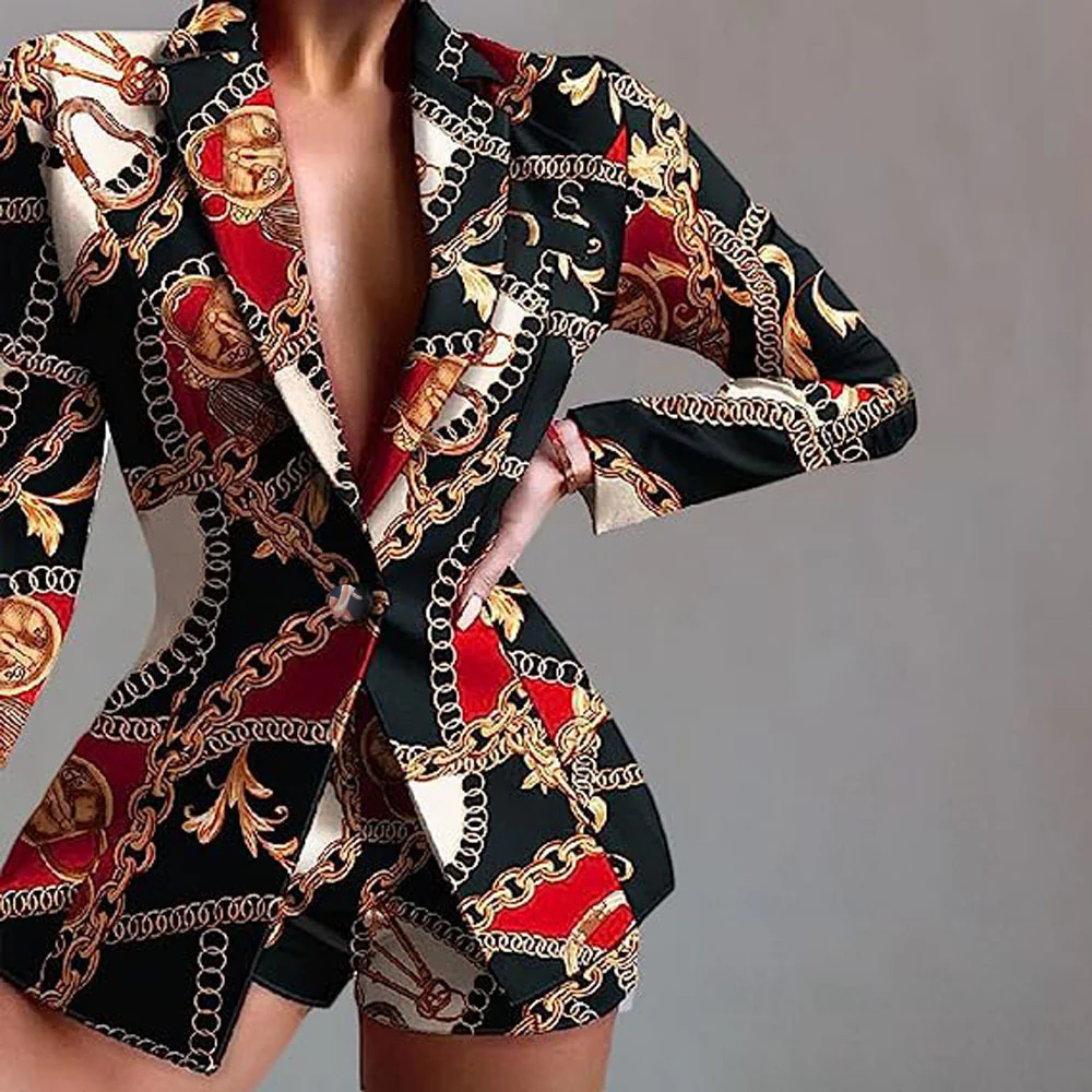Damen Modischer Blazer mit kurzen Hosen und auffälligem Farbdesign Heidi-Mode - Image 4