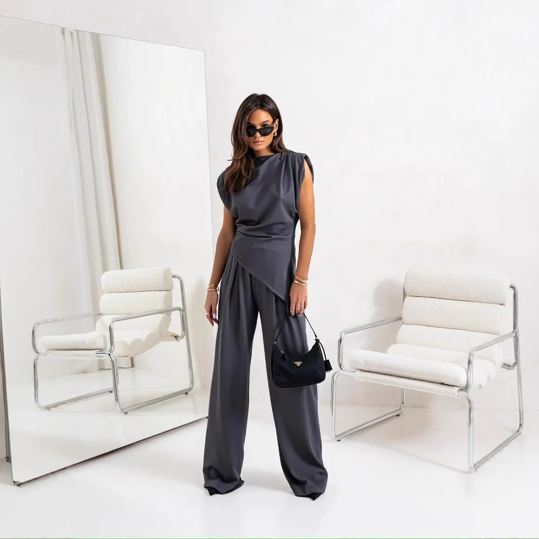 Damen Modischer Jumpsuit mit asymmetrischem Schnitt und fließendem Material Heidi-Mode - Image 2